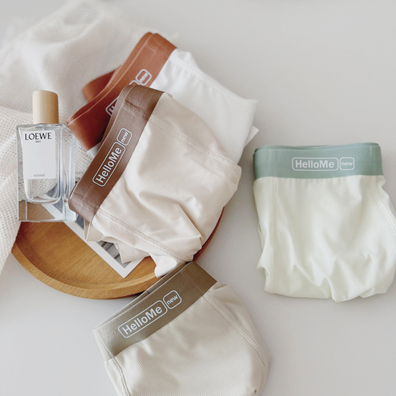 S156 Muške bokserice Ice Silk - waffle uzorak, brzo sušeće, prozračne, antibakterijske, najlonska tkanina s 100% pamukom u preponskom području