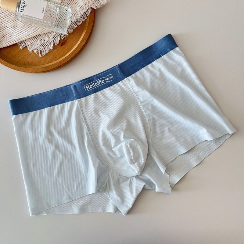 S156 Muške bokserice Ice Silk - waffle uzorak, brzo sušeće, prozračne, antibakterijske, najlonska tkanina s 100% pamukom u preponskom području