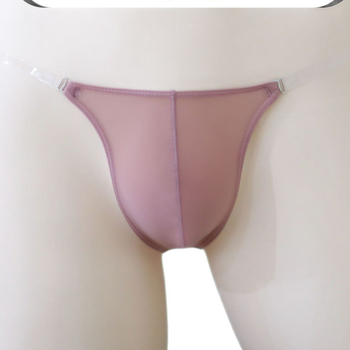 Мъжки прашки тип T-thong, ice silk нейлон 80–90%, ниска талия, едноцветни, невидими и оформящи тялото