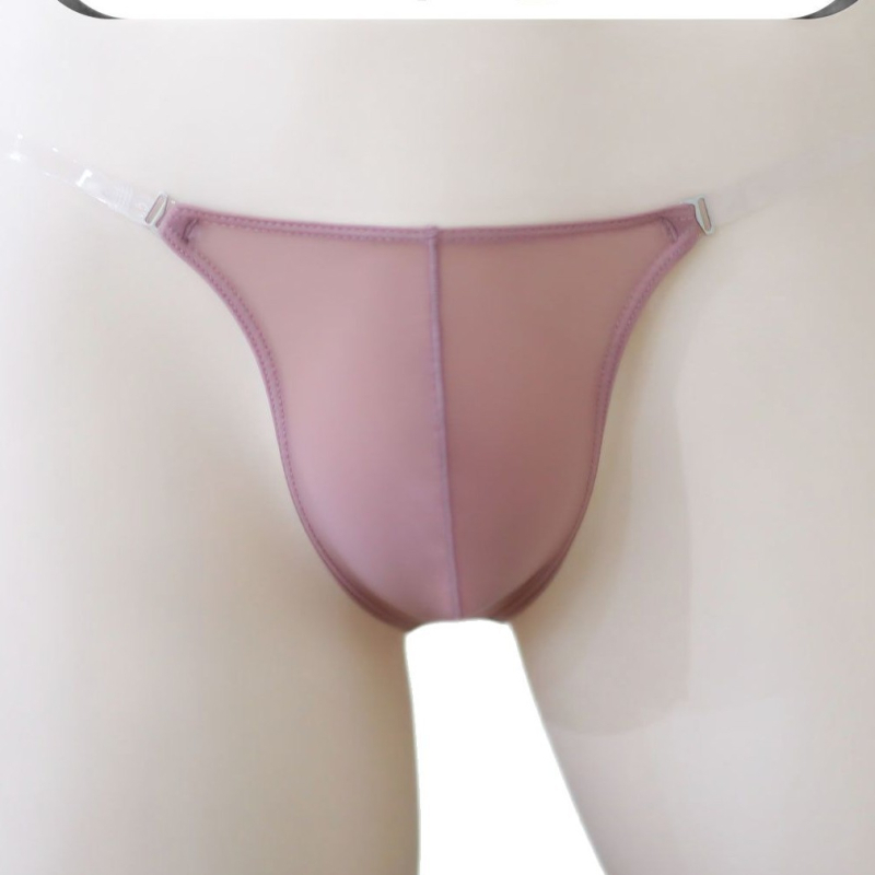 Мъжки прашки тип T-thong, ice silk нейлон 80–90%, ниска талия, едноцветни, невидими и оформящи тялото