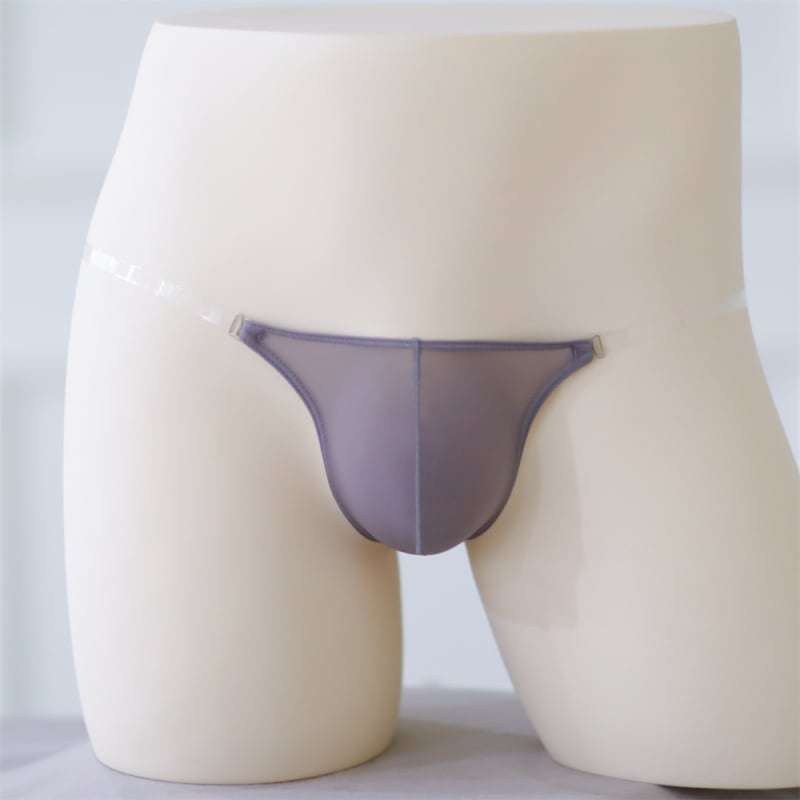 Мъжки прашки тип T-thong, ice silk нейлон 80–90%, ниска талия, едноцветни, невидими и оформящи тялото