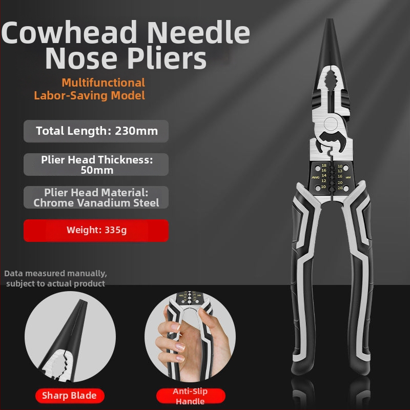 Германски стил мултифункционални клещи за тел с диагонален нос, индустриално качество, улесняващи работа на електротехник (4.6 мм)
