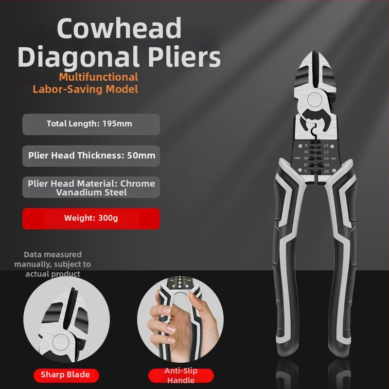 Германски стил мултифункционални клещи за тел с диагонален нос, индустриално качество, улесняващи работа на електротехник (4.6 мм)