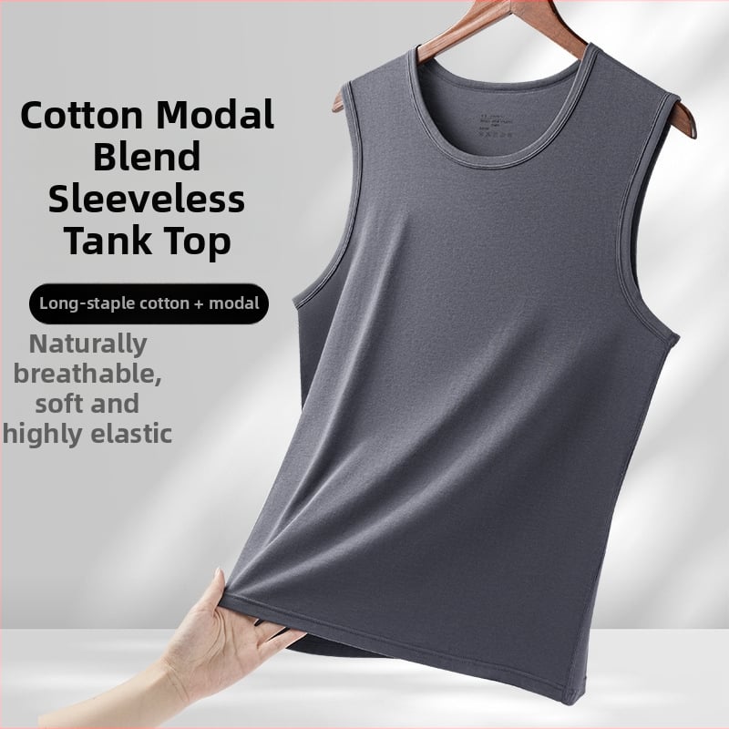 Modal vyriška be rankovių liemenė, laisvo kirpimo, be siuvimo, apvalus kaklo iškirptė, plonas audinys 101–120 g/m², 30–50% modal, visoms sezonoms