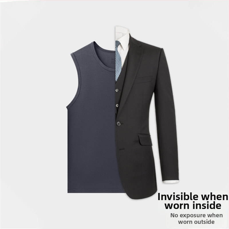 Modal vyriška be rankovių liemenė, laisvo kirpimo, be siuvimo, apvalus kaklo iškirptė, plonas audinys 101–120 g/m², 30–50% modal, visoms sezonoms