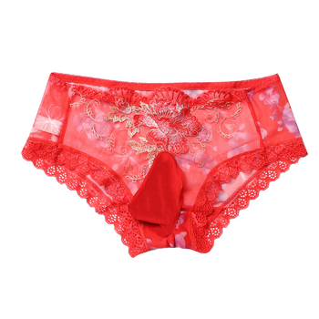 Meeste U-kujuline aluspüksid pitsilise võrguga, hingav nailonimaterjal, lillemustriga