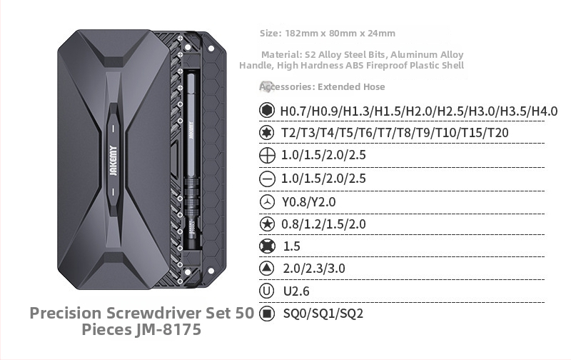 JAKEMY 21 dalių magnetinis precizinių atsuktuvų rinkinys Apple įrenginiams, S2 įrankių plienas lydinys, 246 g, be izoliacijos