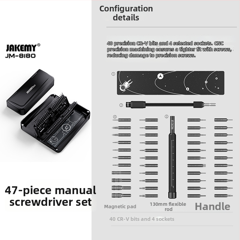 JAKEMY 21 dalių magnetinis precizinių atsuktuvų rinkinys Apple įrenginiams, S2 įrankių plienas lydinys, 246 g, be izoliacijos