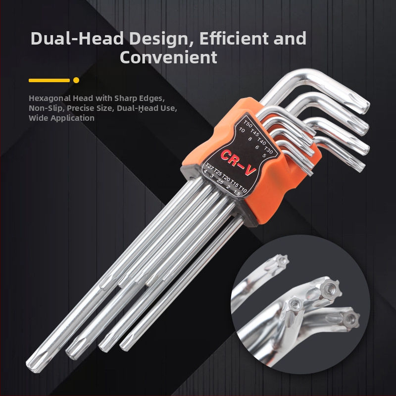 Tianhu 9-dielny set imbusových kľúčov s guľatým koncom, hex otvor, 45# oceľ