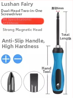 Deer Fairy Dviejų galvų atsuktuvų rinkinys: kryžminė (Phillips) ir plokščia galvutė, daugiafunkcis namų demontavimui ir remontui – anglies plienas