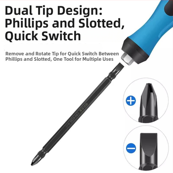 Deer Fairy Dviejų galvų atsuktuvų rinkinys: kryžminė (Phillips) ir plokščia galvutė, daugiafunkcis namų demontavimui ir remontui – anglies plienas