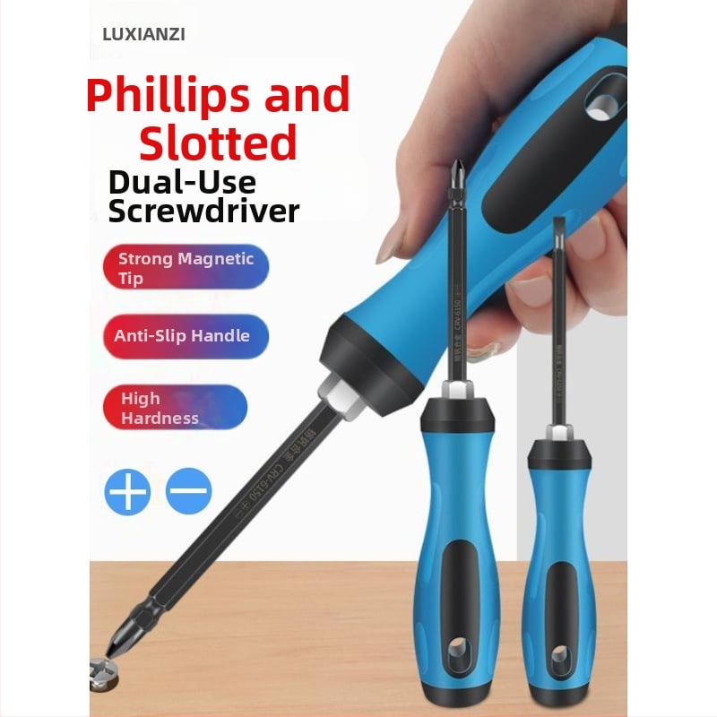 Deer Fairy Dviejų galvų atsuktuvų rinkinys: kryžminė (Phillips) ir plokščia galvutė, daugiafunkcis namų demontavimui ir remontui – anglies plienas