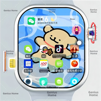 Έξυπνο ρολόι για ενήλικες και μαθητές με εφαρμογές προς λήψη, αναζήτηση ερωτήσεων, παιχνίδια με κάρτες και διπλό σύστημα Morse κώδικα (λουρί σιλικόνης, καντράν σε μορφή βαρελιού, Bluetooth)