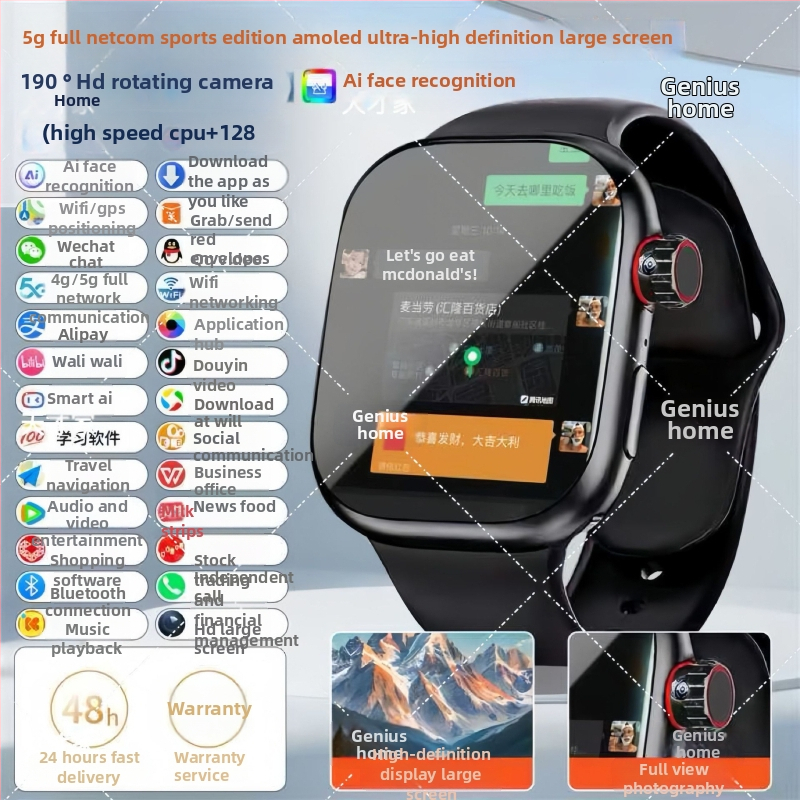 Έξυπνο ρολόι για ενήλικες και μαθητές με εφαρμογές προς λήψη, αναζήτηση ερωτήσεων, παιχνίδια με κάρτες και διπλό σύστημα Morse κώδικα (λουρί σιλικόνης, καντράν σε μορφή βαρελιού, Bluetooth)