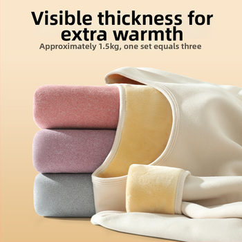 Set termic pentru femei: căptușit cu fleece, grosime extra 500 g, dublu strat, guler rotund, mâneci lungi, pantaloni