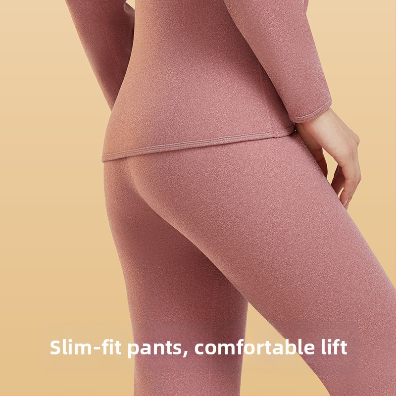 Set termic pentru femei: căptușit cu fleece, grosime extra 500 g, dublu strat, guler rotund, mâneci lungi, pantaloni