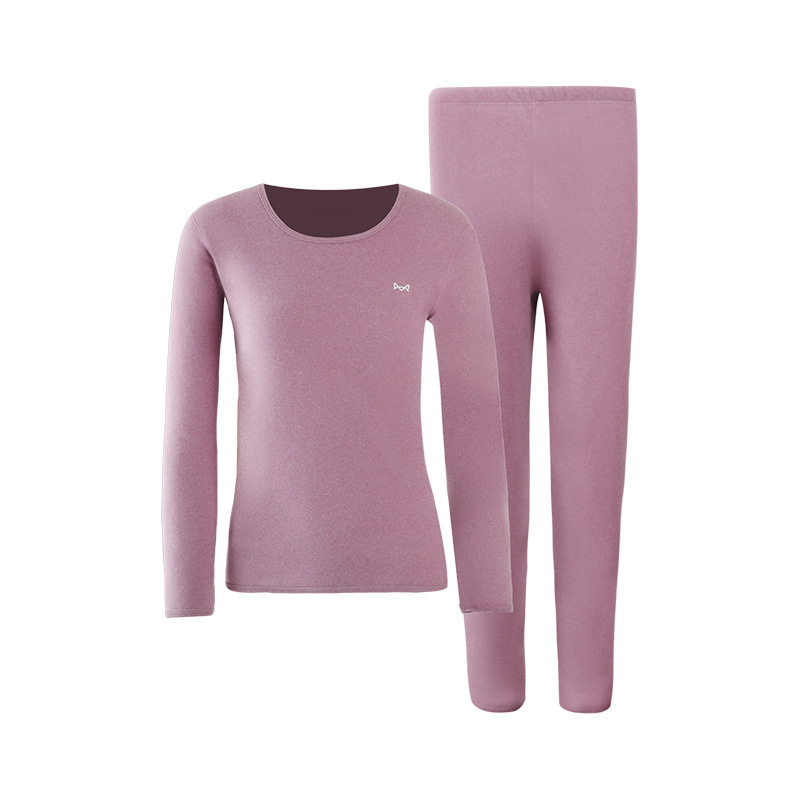 Set termic pentru femei: căptușit cu fleece, grosime extra 500 g, dublu strat, guler rotund, mâneci lungi, pantaloni