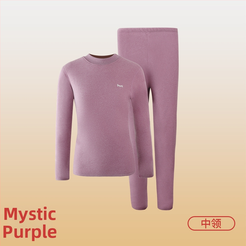 Set termic pentru femei: căptușit cu fleece, grosime extra 500 g, dublu strat, guler rotund, mâneci lungi, pantaloni