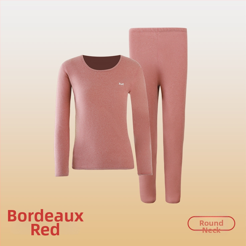 Set termic pentru femei: căptușit cu fleece, grosime extra 500 g, dublu strat, guler rotund, mâneci lungi, pantaloni