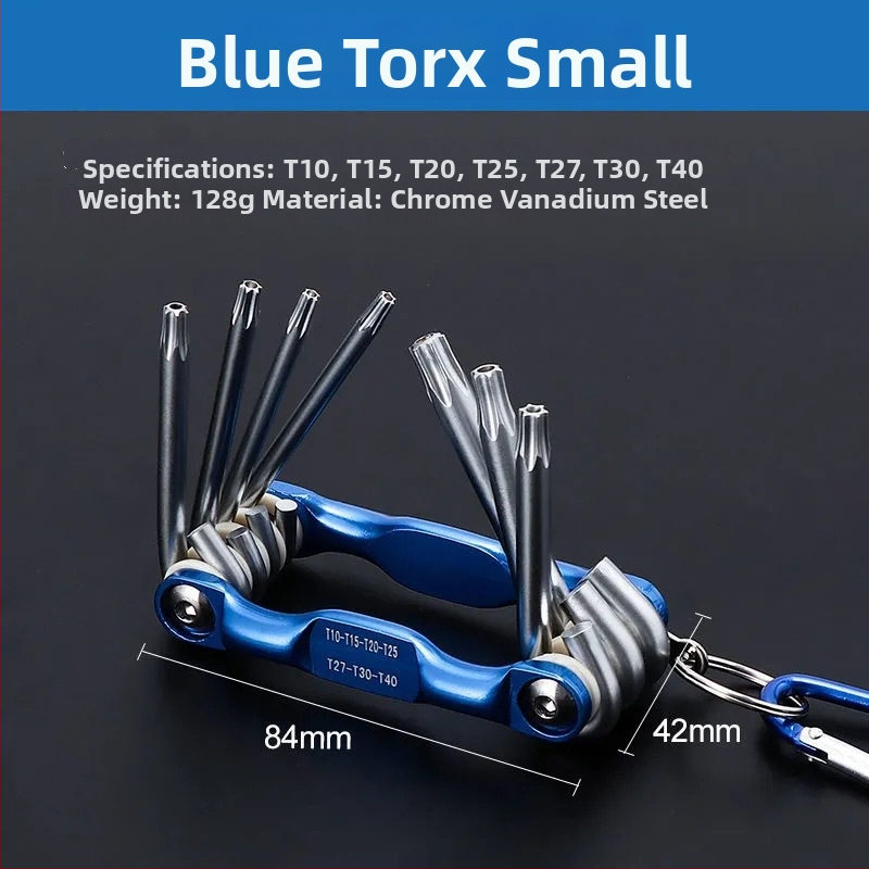 Hordozható összecsukható hatszögletű imbuszkulcs-készlet hatszögfejjel; króm-vanádium acél, fényes krómozott felület, 1,5–6 mm, metrikus/imperiális szabvány, tömeg 300 g