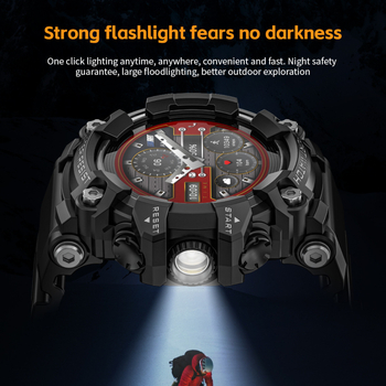 Lokmat Attack GT ceas inteligent outdoor cu apel Bluetooth, busolă, lanternă și muzică – monitorizare ritm cardiac și oxigen în sânge