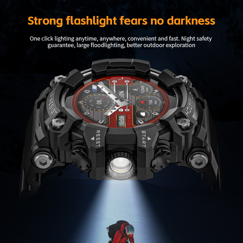 Lokmat Attack GT ceas inteligent outdoor cu apel Bluetooth, busolă, lanternă și muzică – monitorizare ritm cardiac și oxigen în sânge