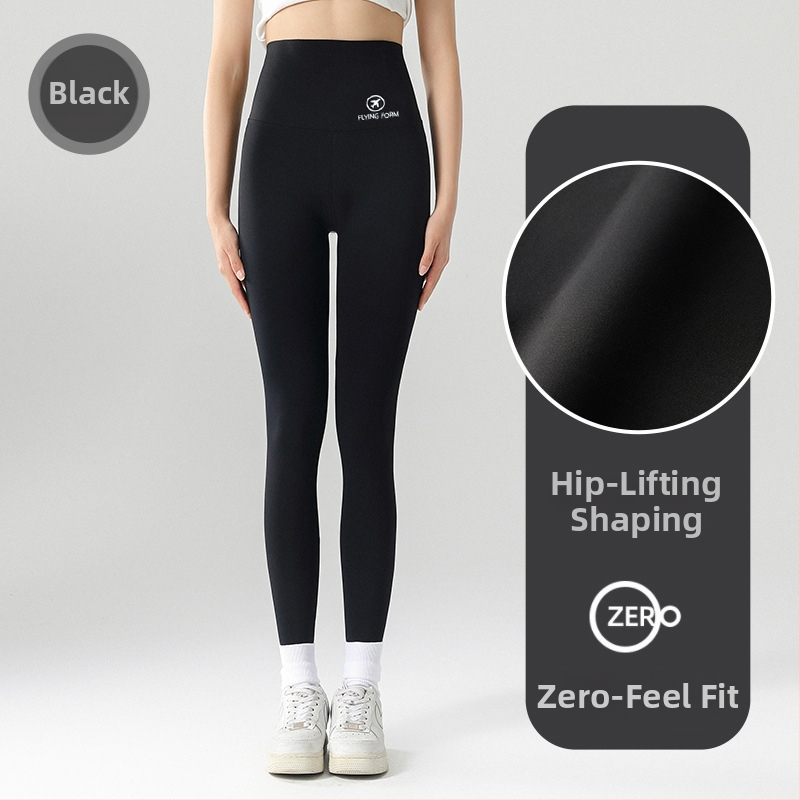 Naiste jooga leggingud kõrge vöökohaga, 9/10 pikkus, polüester-spandex segu, teksti muster