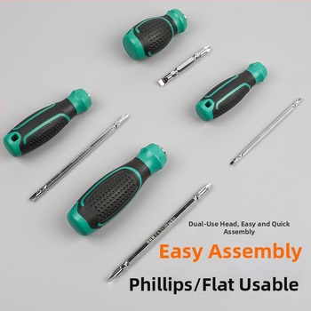 Haowei magnetinis ir izoliuotas atsuktuvų rinkinys su kryžmine ir plokščiąja galvute, Cr-V plienas, rankena PP