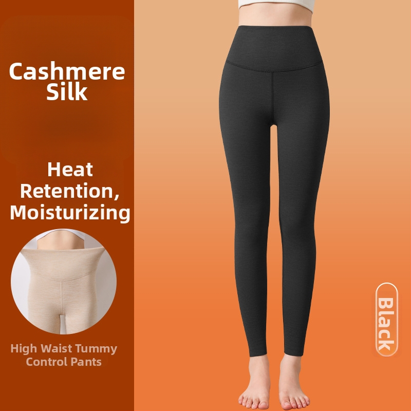 Moteriški aukšto liemens termo leginsai su fliso apdaila, poliesteris, 251–300 g/m²