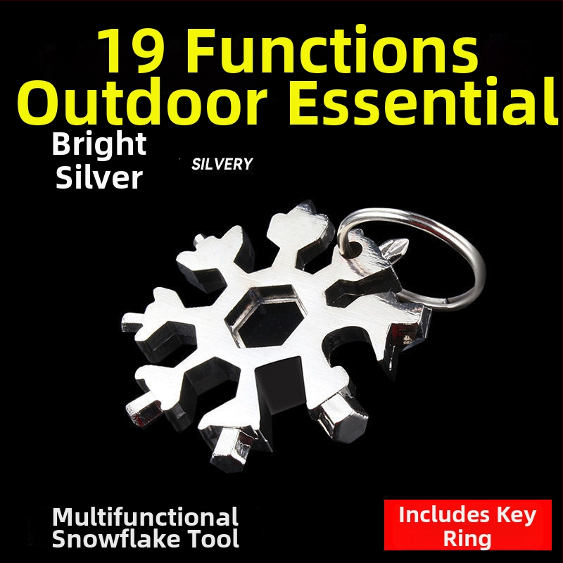 Snowflake Multifunkčný nástroj s mini šesťuholníkom a osmiuholníkom skrutkovača, prenášateľná karta nástrojov, Cr-V zliatina ocele