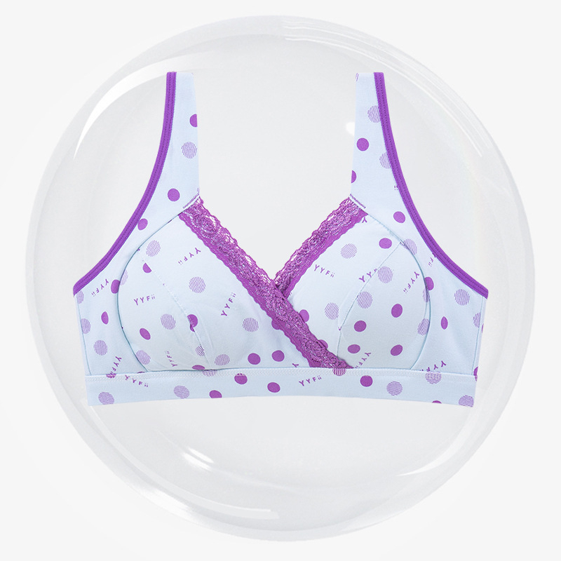 Vezeték nélküli szoptatós melltartó, pamutban gazdag anyag (90–95%), közepesen formázott kosarak, hátul három soros záródással, szoptatáshoz