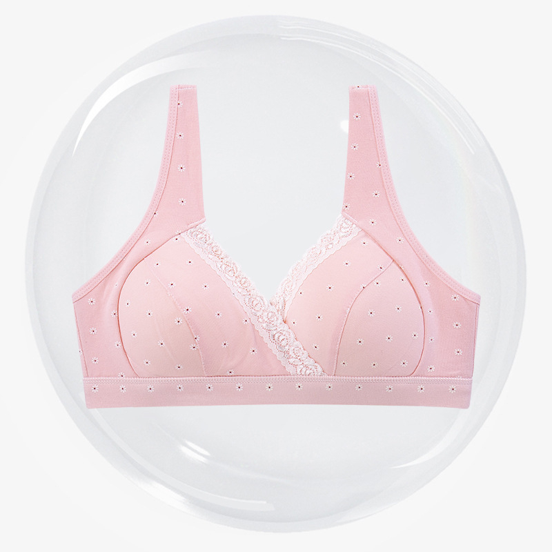 Vezeték nélküli szoptatós melltartó, pamutban gazdag anyag (90–95%), közepesen formázott kosarak, hátul három soros záródással, szoptatáshoz