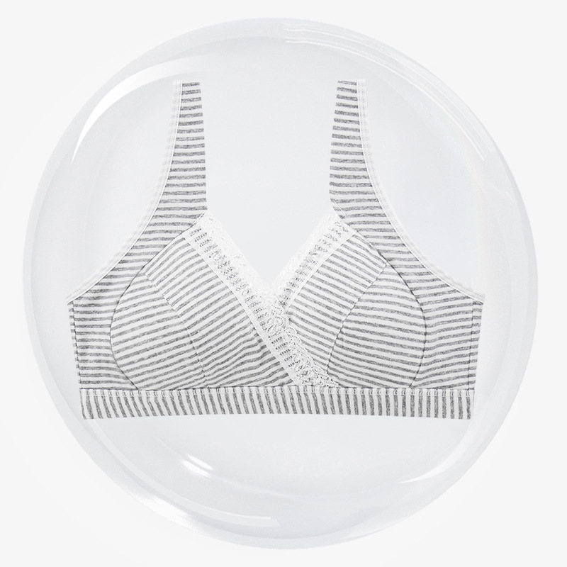 Vezeték nélküli szoptatós melltartó, pamutban gazdag anyag (90–95%), közepesen formázott kosarak, hátul három soros záródással, szoptatáshoz