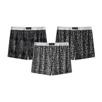 Muške bokserice za doma, široki kroj, srednji pojas, poliester s elastanom u preponama, kamuflažni i leopard uzorci