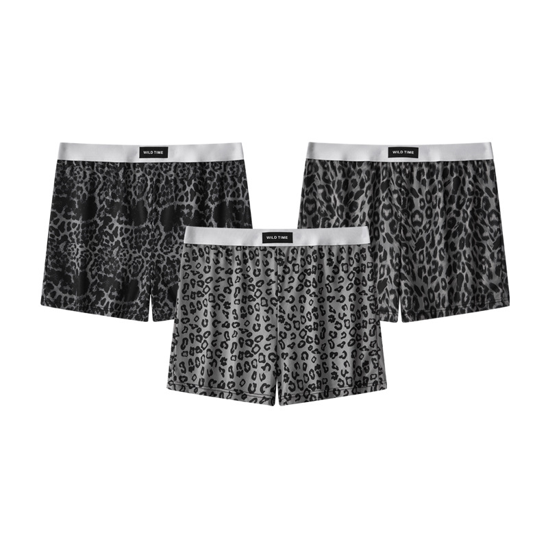 Muške bokserice za doma, široki kroj, srednji pojas, poliester s elastanom u preponama, kamuflažni i leopard uzorci