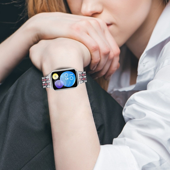 Bratara din aliaj metalic pentru ceasuri inteligente, compatibilă cu Xiaomi 8/9 Pro și Redmi 4/5, design cu cinci mărgele în trei rânduri, lățime 20 mm, greutate 50 g