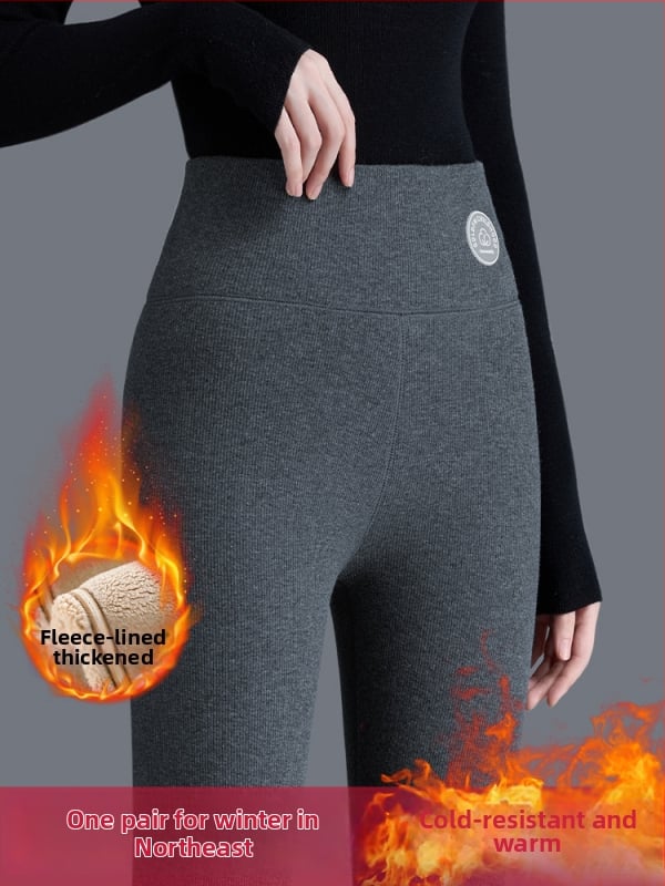 Naistele termilised leggingud fleece sisemise vooderduga, kõrge vöökoht, polüester-spandeksi segu, ultra paksud, pikkus 9/10