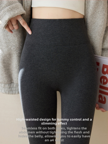 Naiste kõrge vöökohaga matt viimistlusega leggingid, seesine fliisvooder, puuvill-Lycra segu (80–90% puuvill, <30% Lycra), tihe lõige