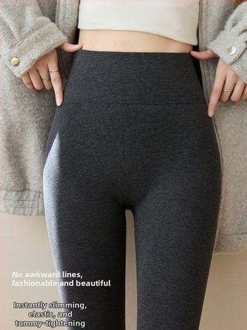 Naiste kõrge vöökohaga matt viimistlusega leggingid, seesine fliisvooder, puuvill-Lycra segu (80–90% puuvill, <30% Lycra), tihe lõige