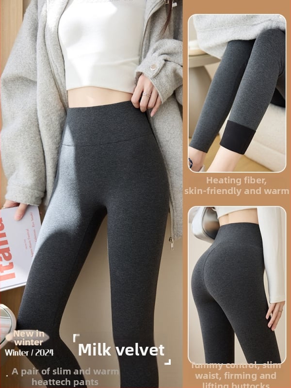 Naiste kõrge vöökohaga matt viimistlusega leggingid, seesine fliisvooder, puuvill-Lycra segu (80–90% puuvill, <30% Lycra), tihe lõige