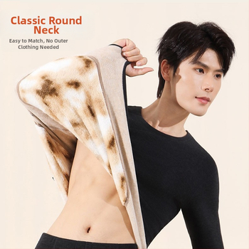 Set de termice pentru bărbați cu patch Mink Velvet – strat de bază din poliester extra gros, antibacterian, cald, fără cusături