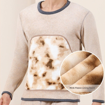 Set de termice pentru bărbați cu patch Mink Velvet – strat de bază din poliester extra gros, antibacterian, cald, fără cusături