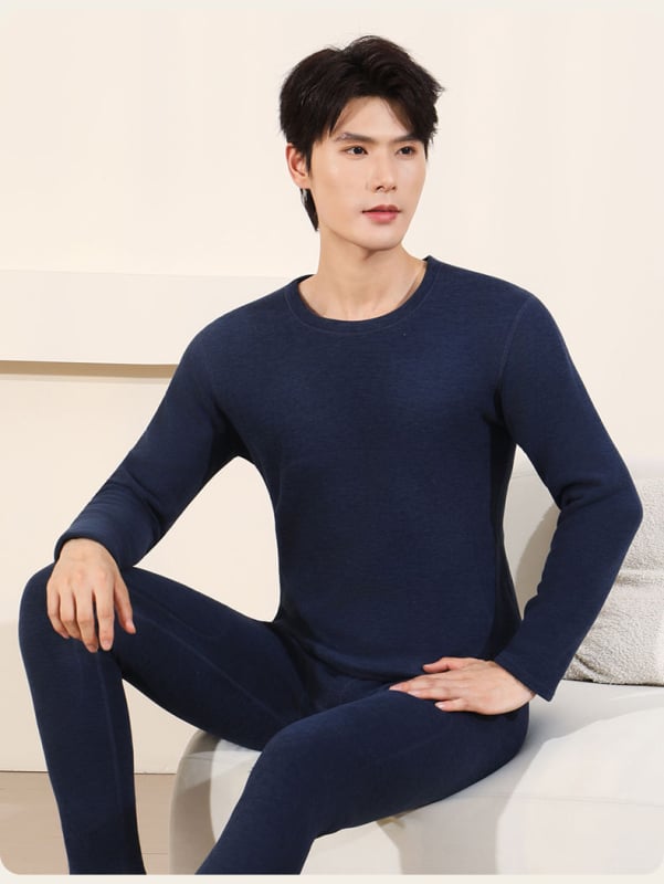 Set de termice pentru bărbați cu patch Mink Velvet – strat de bază din poliester extra gros, antibacterian, cald, fără cusături