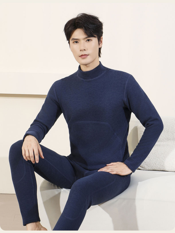 Set de termice pentru bărbați cu patch Mink Velvet – strat de bază din poliester extra gros, antibacterian, cald, fără cusături