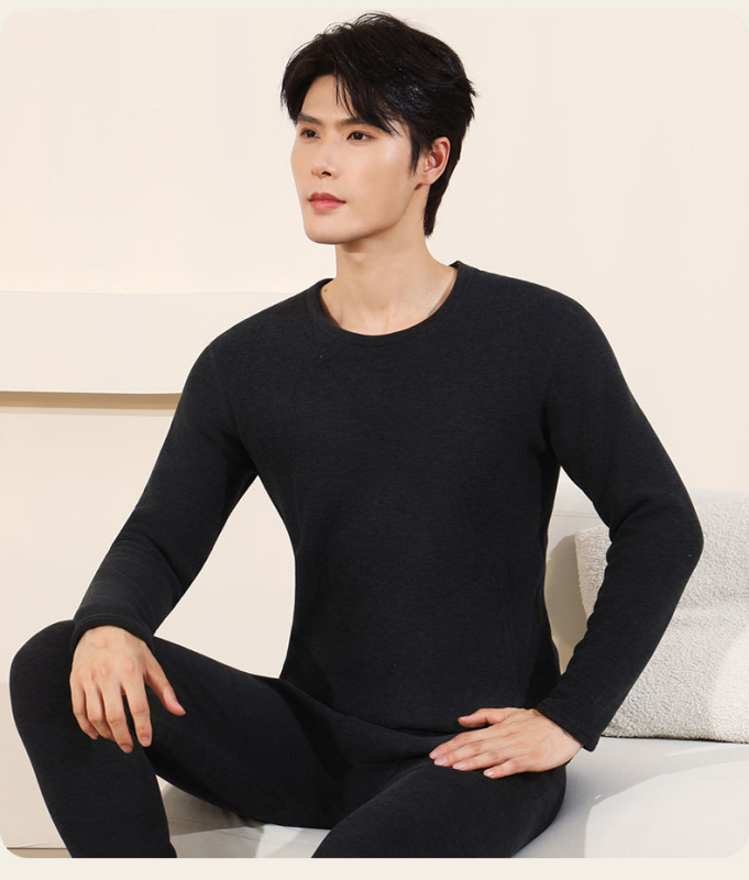 Set de termice pentru bărbați cu patch Mink Velvet – strat de bază din poliester extra gros, antibacterian, cald, fără cusături