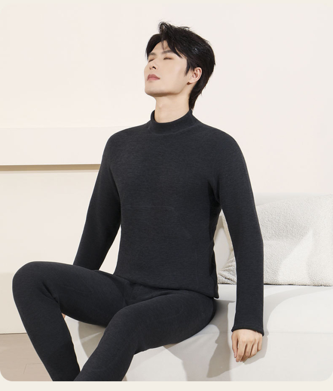 Set de termice pentru bărbați cu patch Mink Velvet – strat de bază din poliester extra gros, antibacterian, cald, fără cusături