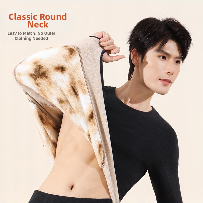 Set de termice pentru bărbați cu patch Mink Velvet – strat de bază din poliester extra gros, antibacterian, cald, fără cusături