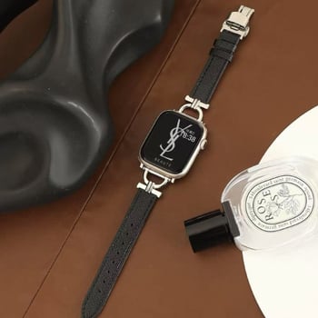 Kožni kaiš za Apple Watch S10, 22 mm, metalna D kopča, leptir kopča, ženski stil