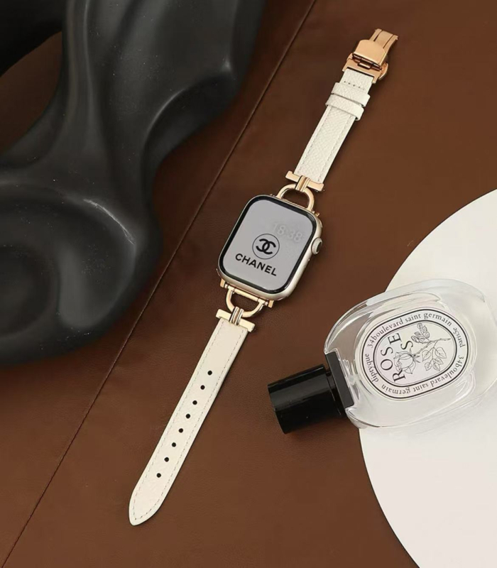 Kožni kaiš za Apple Watch S10, 22 mm, metalna D kopča, leptir kopča, ženski stil