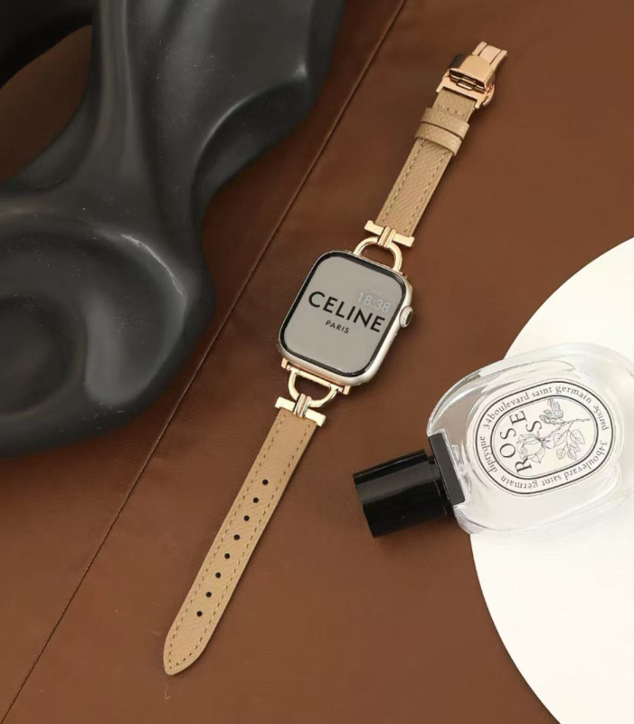 Kožni kaiš za Apple Watch S10, 22 mm, metalna D kopča, leptir kopča, ženski stil